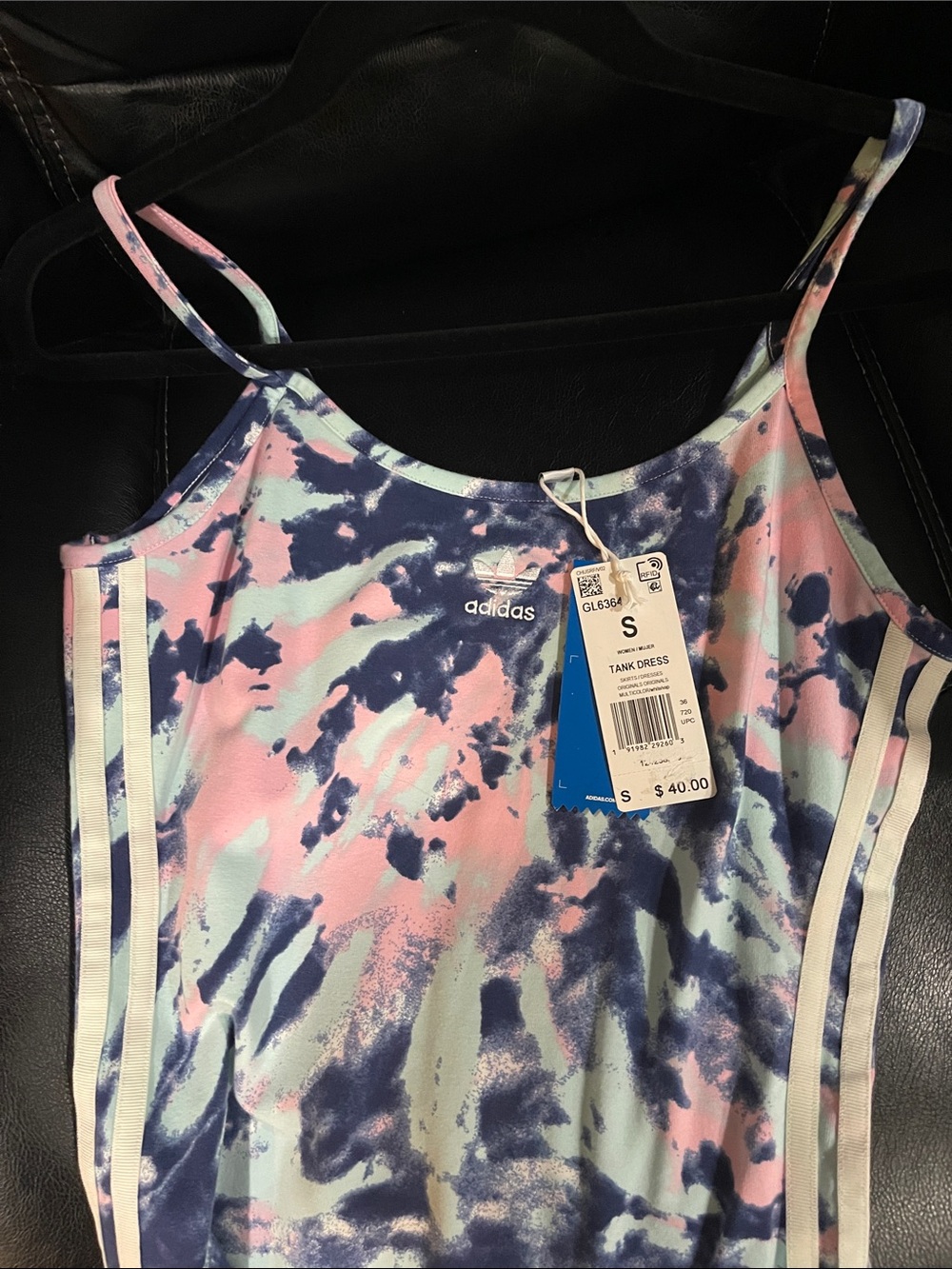 adidas Tie-Dye Spaghetti Strap Mini Dress in Blue & Pink - Picture 6 of 8